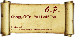Obagyán Polixéna névjegykártya